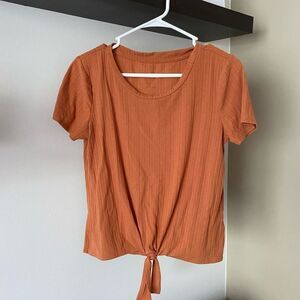 Women's Orange Tie-Front Top Size Large
